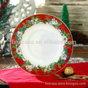 8.5 Inches Christmas Design New Bone China Ceramic Christmas Plates